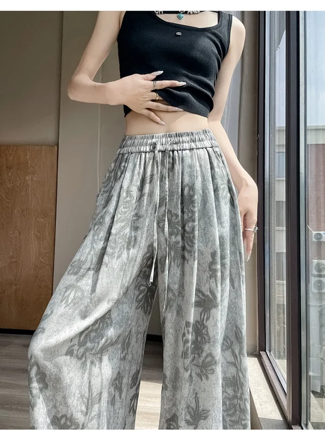 French Retro Linen Wide-leg Pants Detail