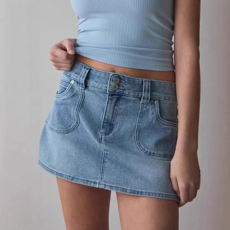 High-Waisted Slim Denim Mini Skirt