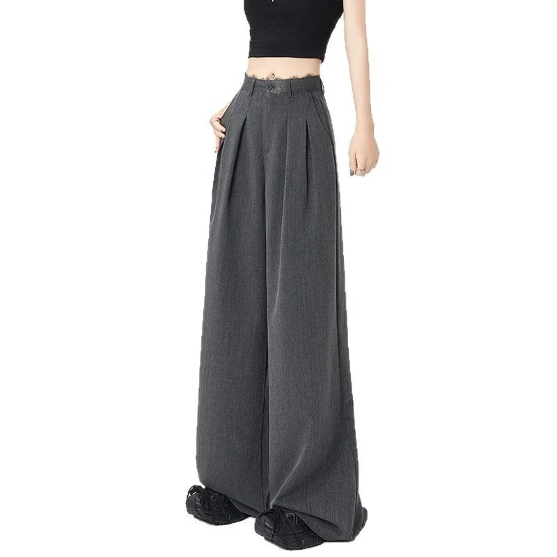 Women's Lace Trim High-Waist Wide-Leg Pants