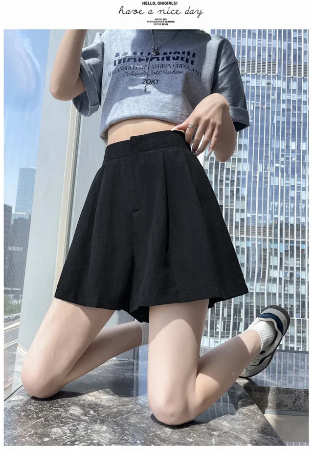 2025 Summer Women's Ice Silk Wide - leg A - line Pants Detail
