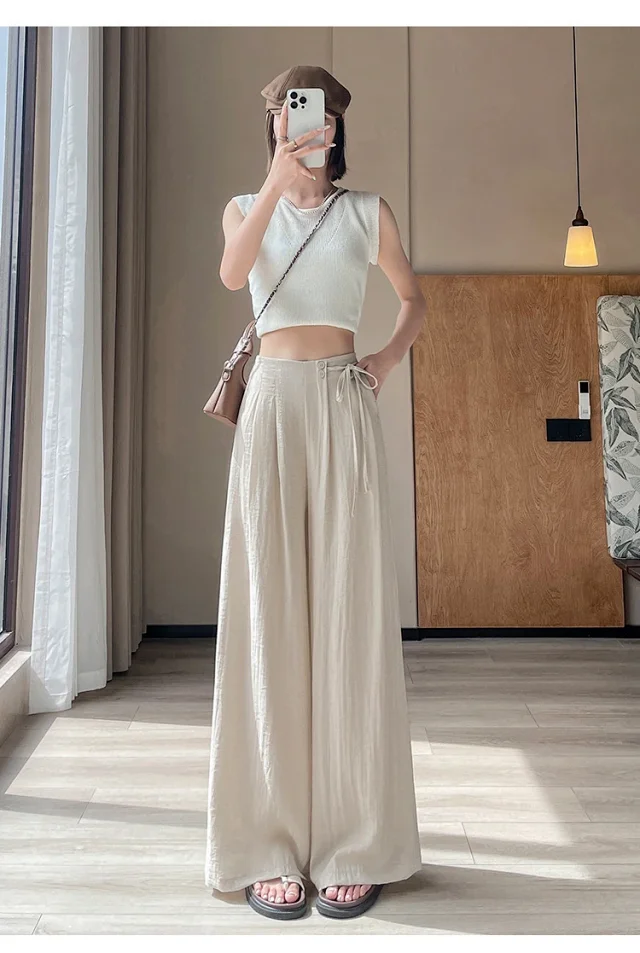 Women's Summer Linen Wide-leg Pants Detail
