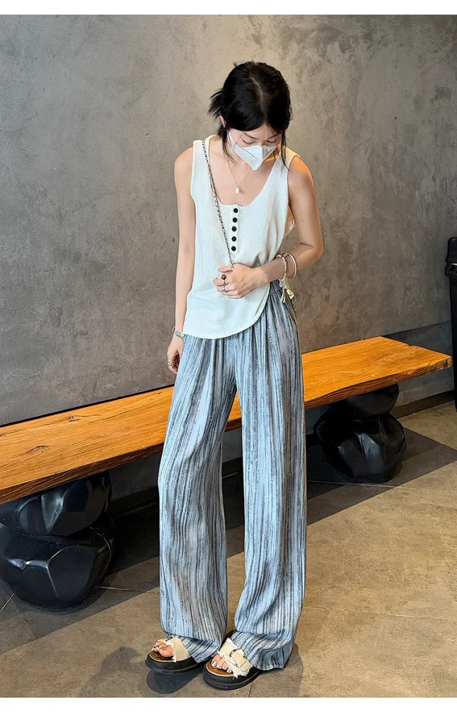 2025 Summer Tie - Dye Wide - Leg Pants Detail