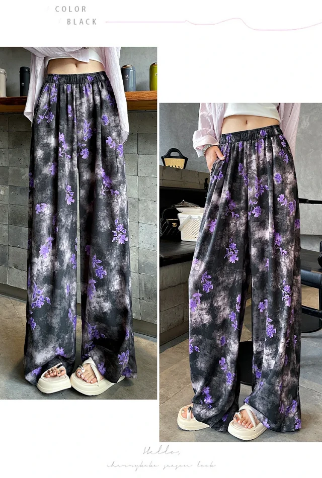 Women's Silk Wide-Leg Pants Detail