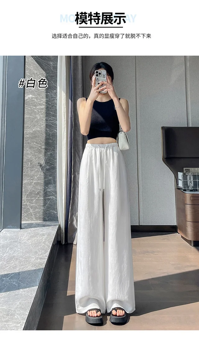 Linen Wide - Leg Pants for Women 2025 Summer Detail
