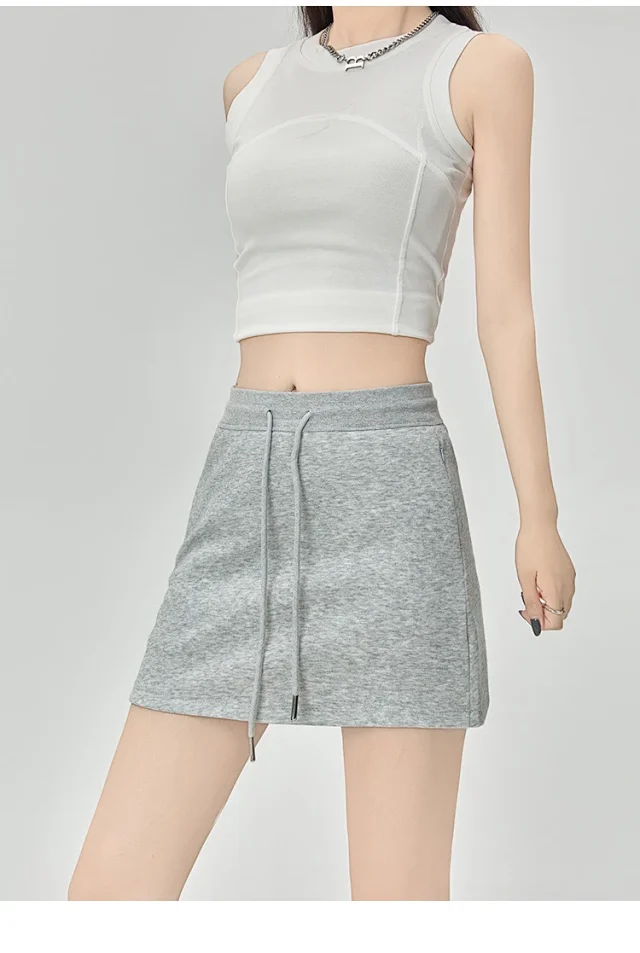 2025 Grey High - Waist A - Line Skirt for Women Detail