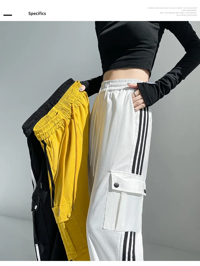 Women's Wide-Leg Cargo Pants 2025 Fall Detail