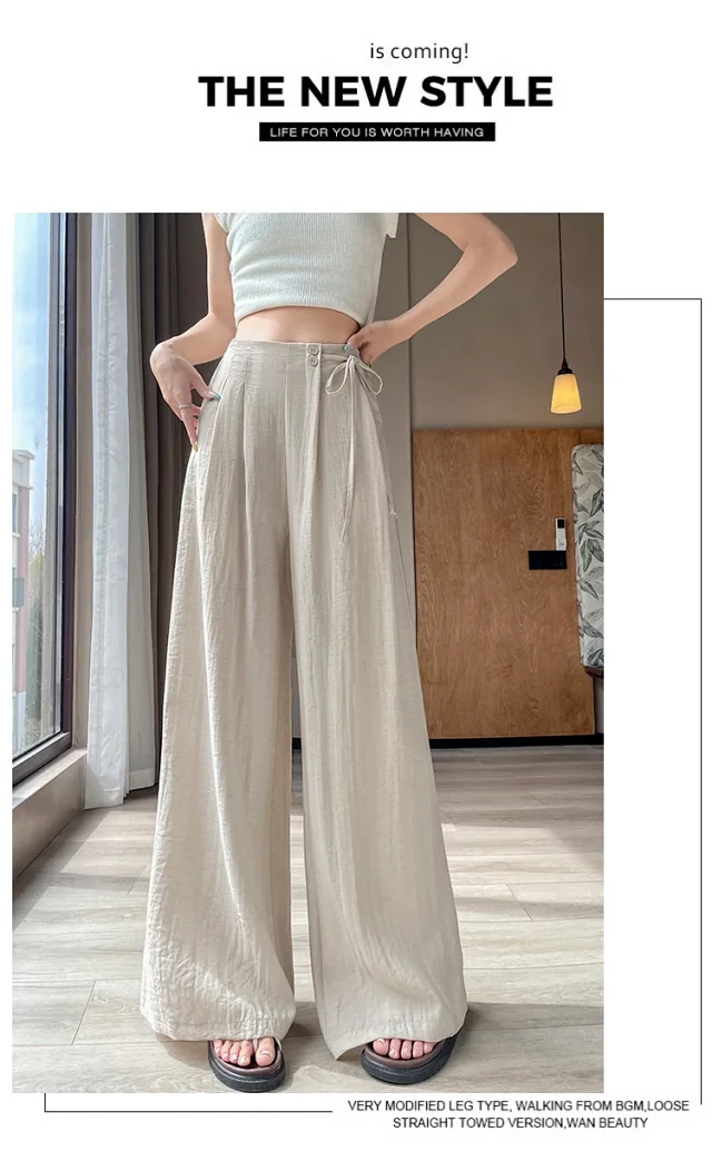 Women's Summer Linen Wide-leg Pants Detail
