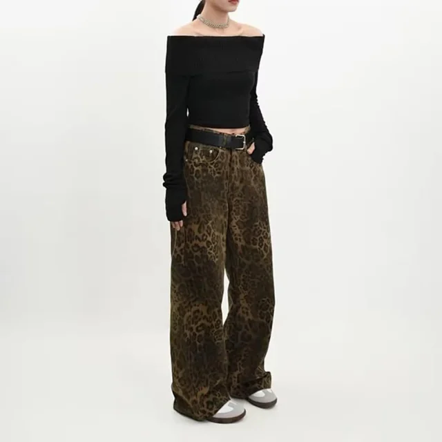 American Retro Leopard Jeans Detail