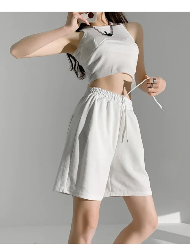 American Retro Wide-leg Casual Shorts Detail