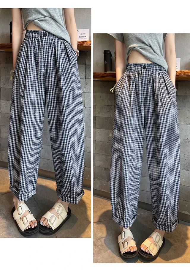 Premium Bubble Checkered Pants for Women Detail
