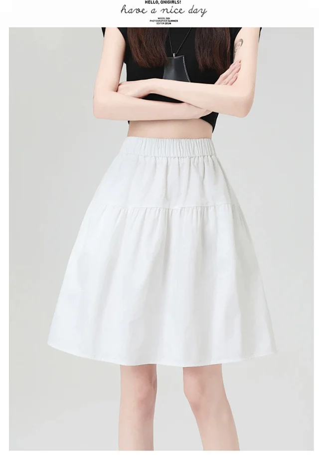 Navy High-Waist A-Line Skirt Detail