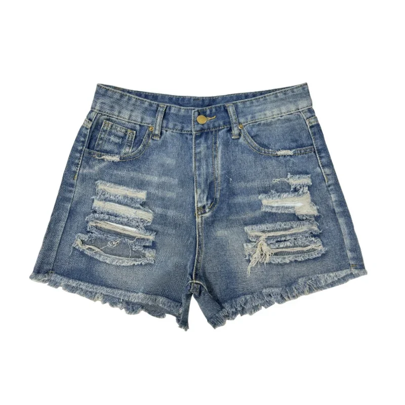 2025 Summer New Tassel Ripped Denim Shorts