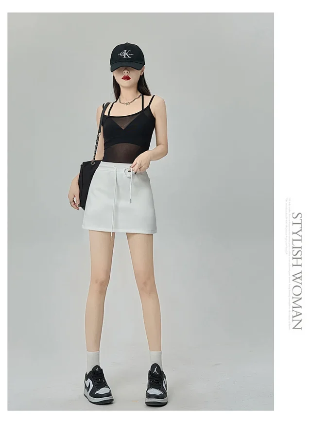2025 Grey High - Waist A - Line Skirt for Women Detail