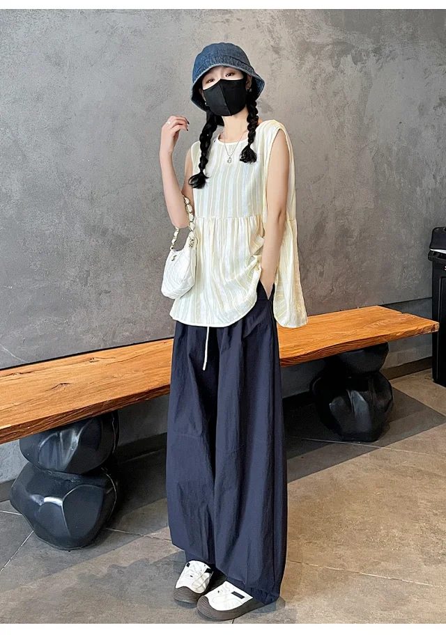 Summer Japanese Style Ice Silk Balloon Pants Detail