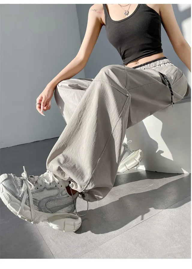 Colorful Dopamine Summer Cargo Pants for Women Detail