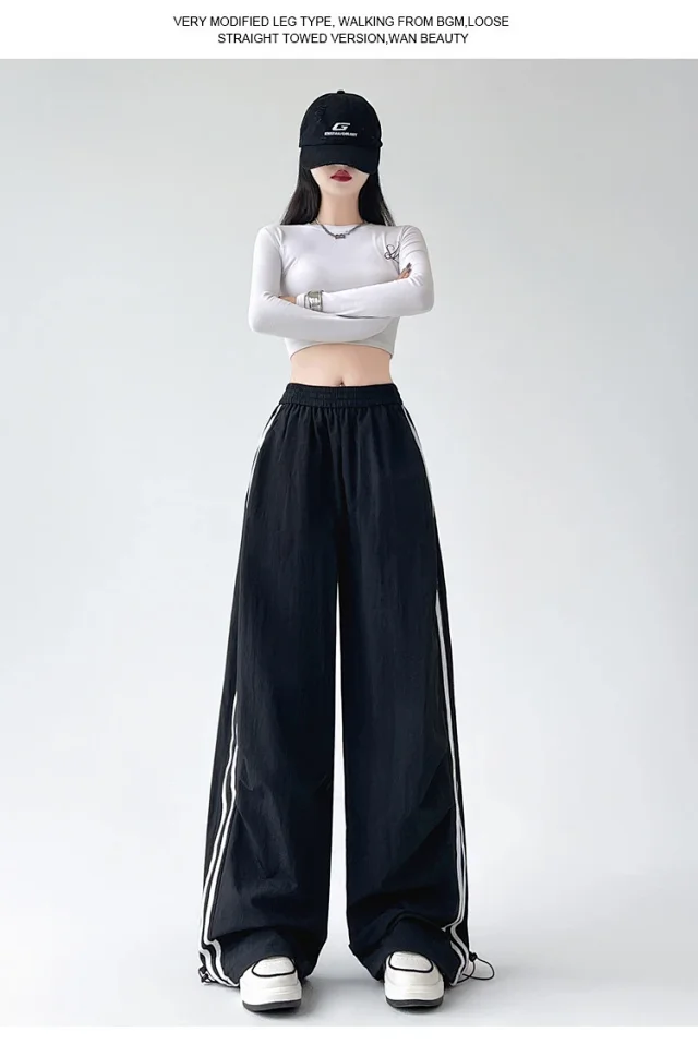 2025 Summer American Striped Cargo Pants for Women Detail