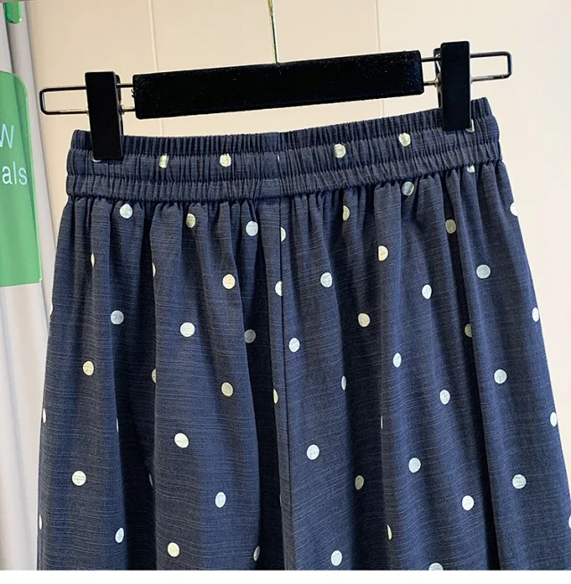 2025 Summer Linen Polka Dot Balloon Pants Detail