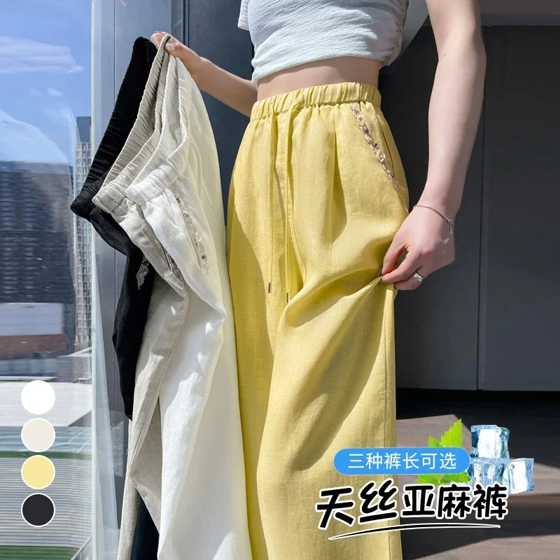 Women's Tencel Linen Wide-leg Pants