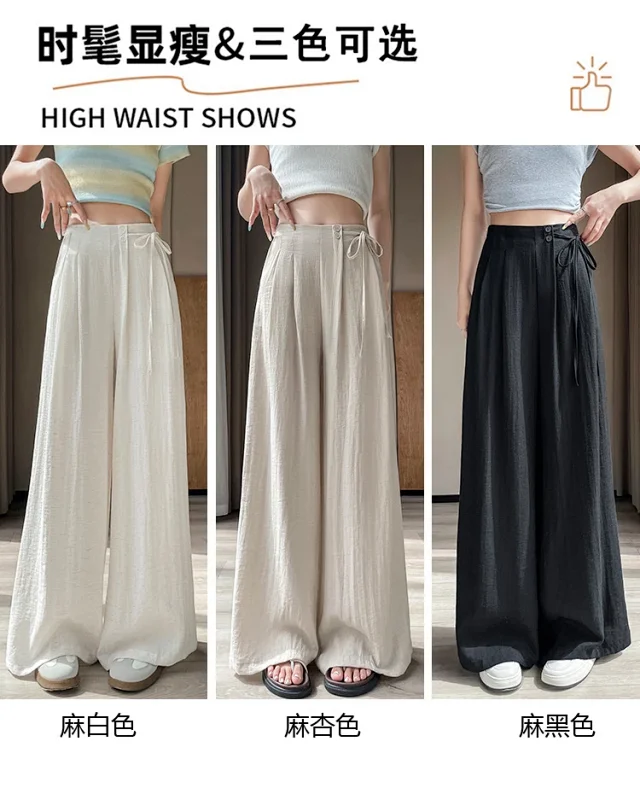 Women's Summer Linen Wide-leg Pants Detail