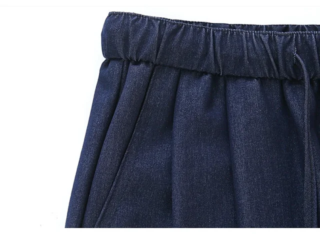 Navy Tencel Jeans - Women's Summer Wide - Leg Pants Detail