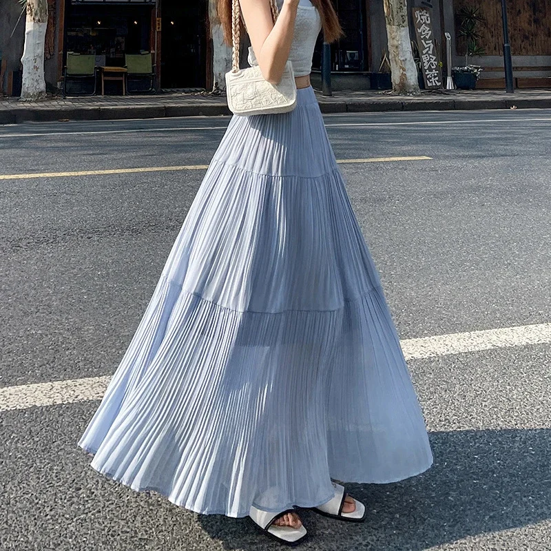Purple Pleated Midi Skirt 2025 Spring/Summer