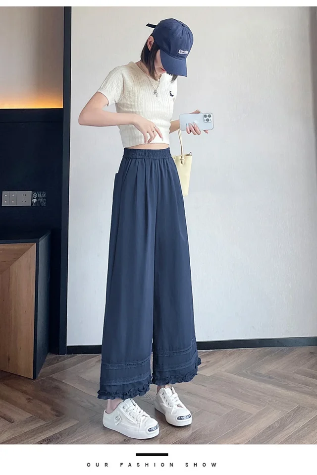Women's Lace Crochet Wide-Leg Capris 2025 Summer Detail