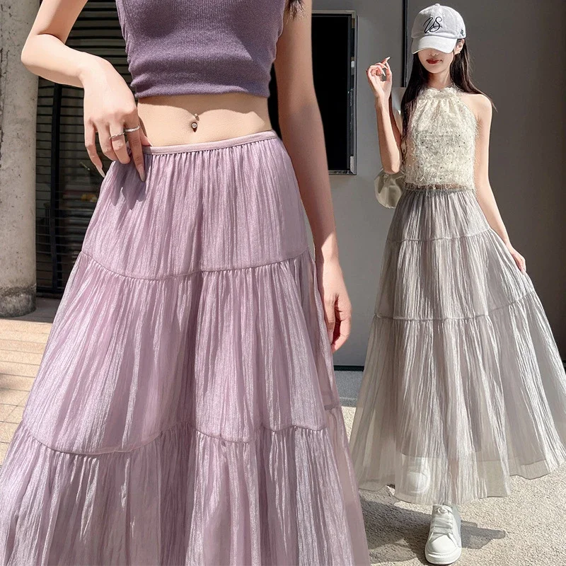 2025 Summer High-Waist A-Line Cake Skirt for Women