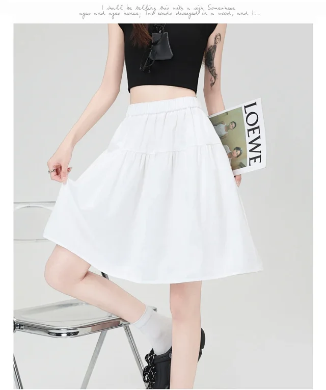 Navy High-Waist A-Line Skirt Detail