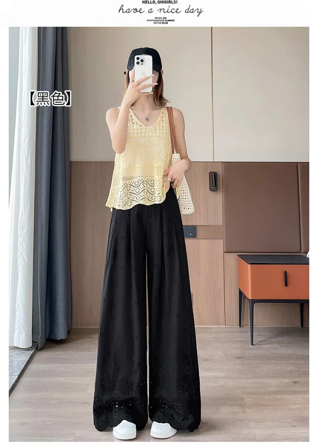 Women's Lace Hollow Wide-Leg Pants 2025 Summer New Detail