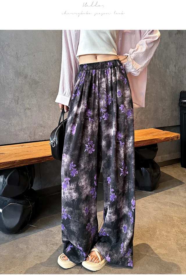Women's Silk Wide-Leg Pants Detail