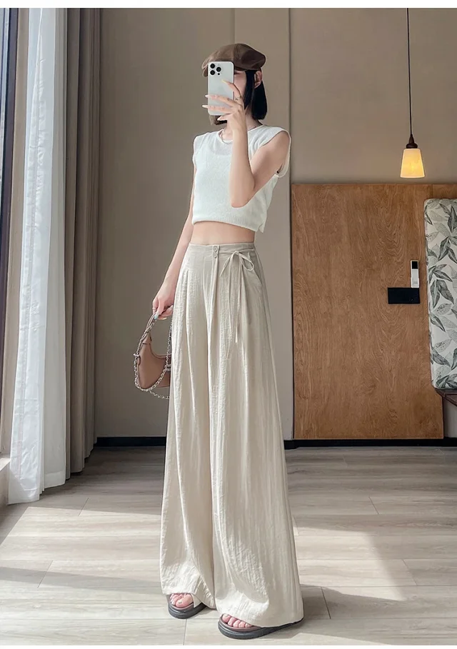 Women's Summer Linen Wide-leg Pants Detail