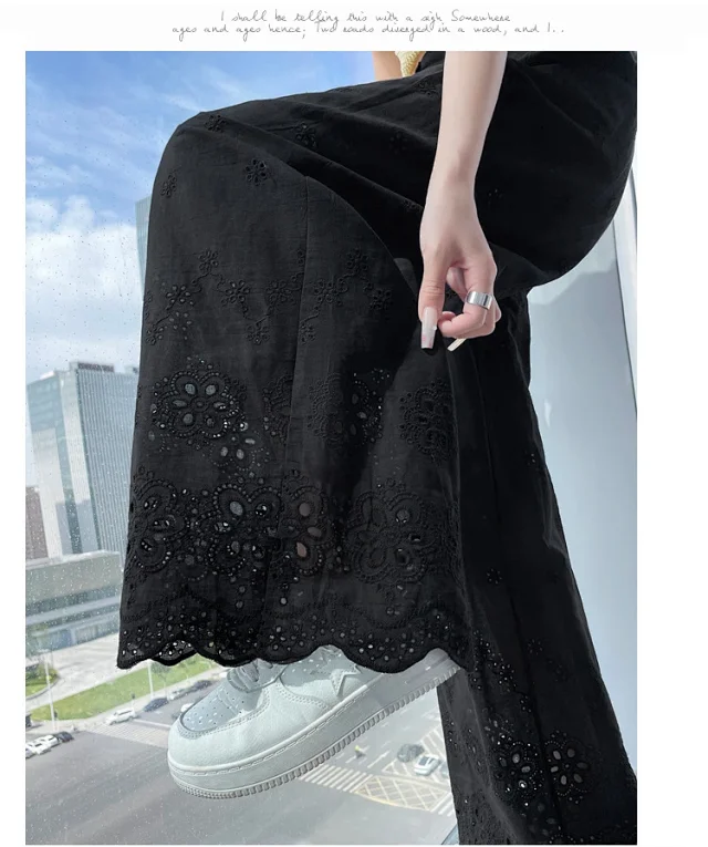 Women's Lace Hollow Wide-Leg Pants 2025 Summer New Detail