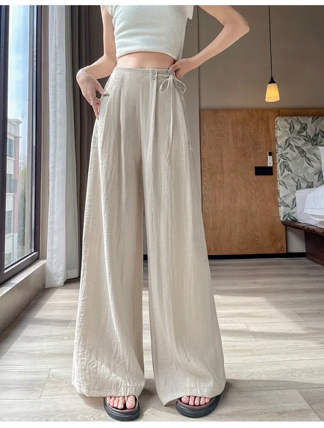 Women's Summer Linen Wide-leg Pants Detail