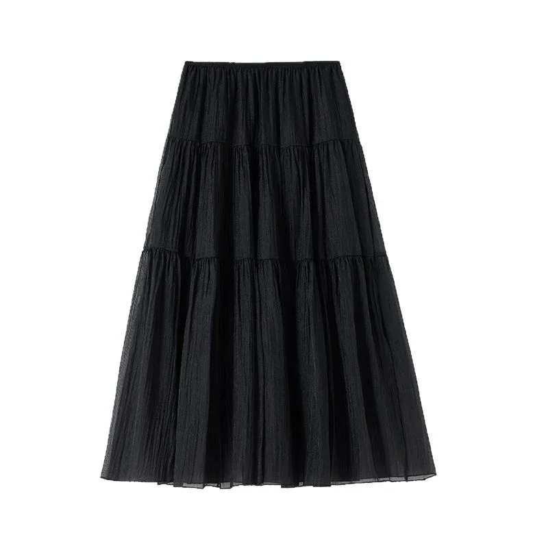 2025 Summer High-Waist A-Line Cake Skirt for Women