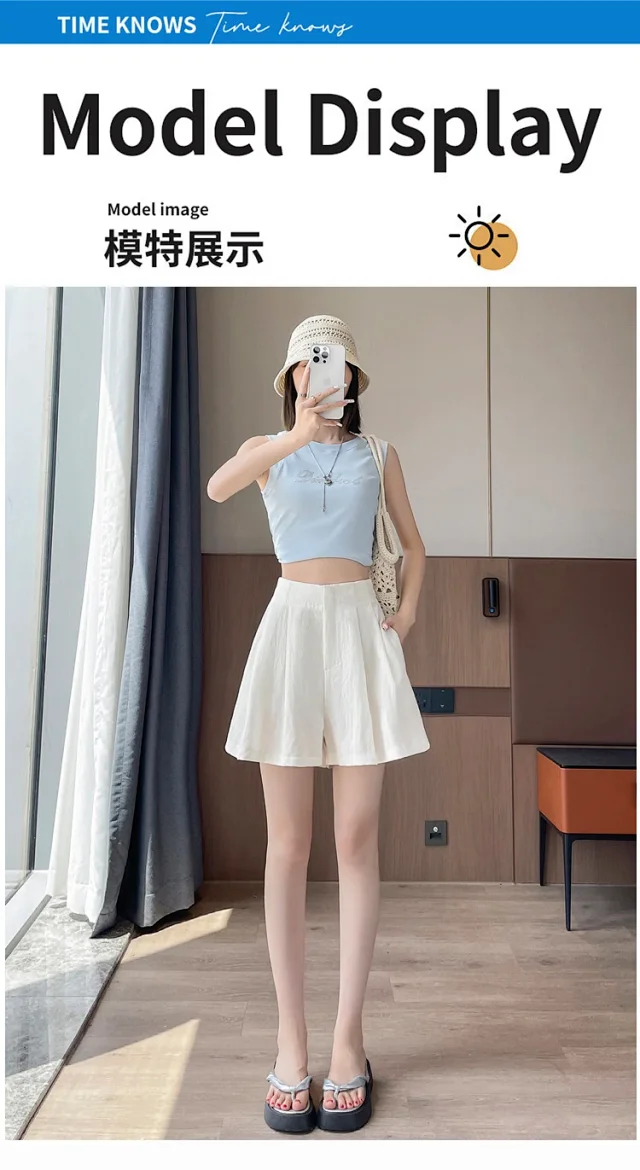 2025 Summer Women's Ice Silk Wide - leg A - line Pants Detail