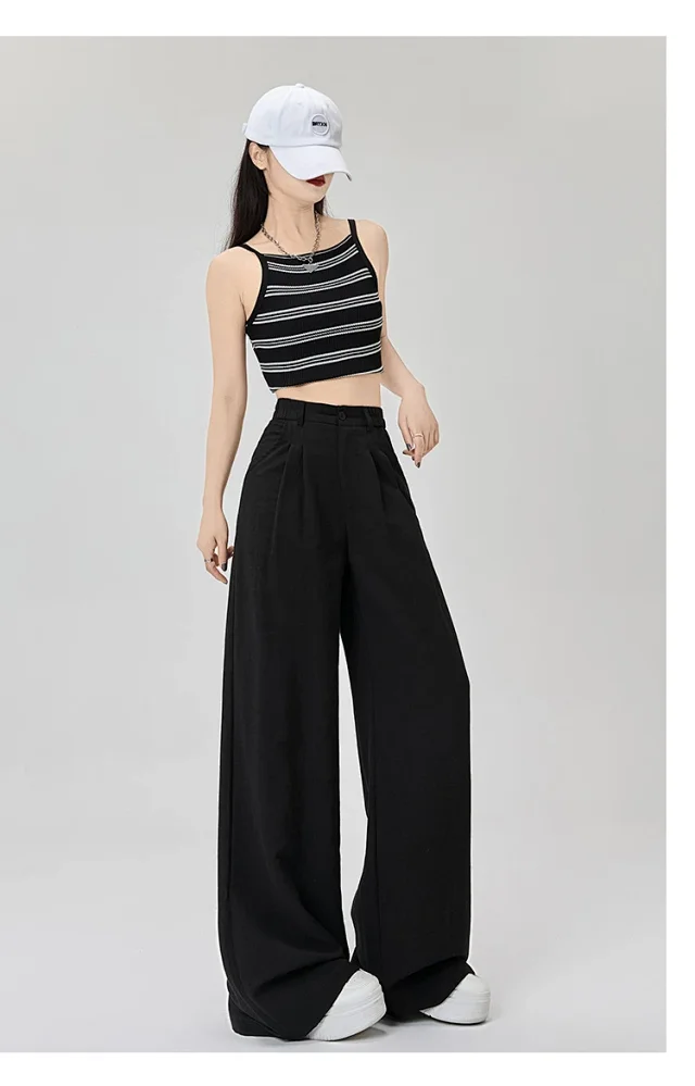 Women's White Linen Wide-Leg Pants Detail
