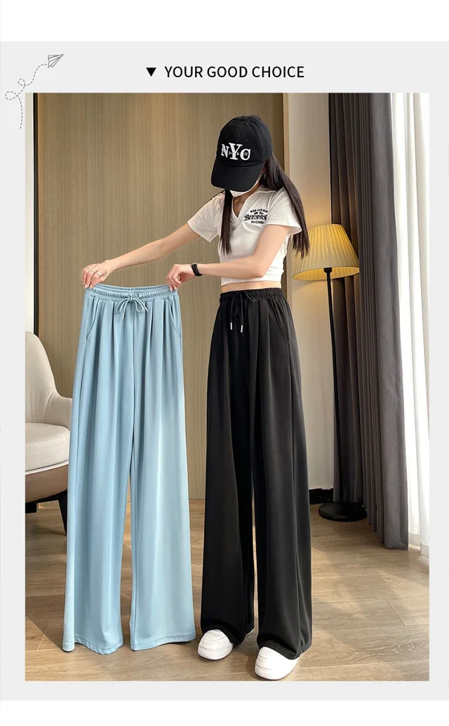 Women's Cupro Wide - Leg Pants 2025 Summer New Detail