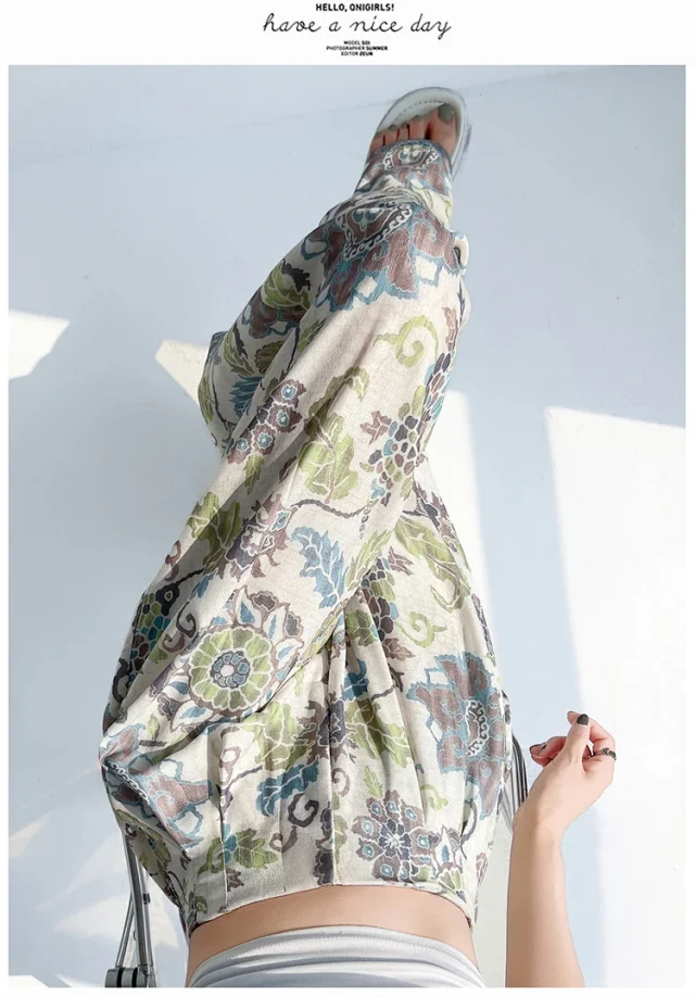 Women's 2025 Summer Printed Wide-Leg Pants Detail