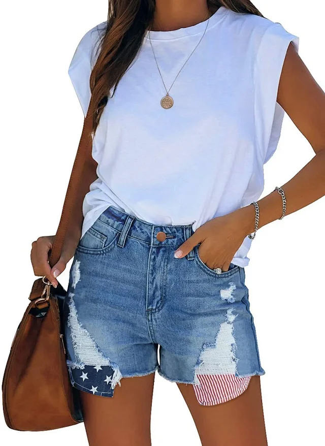 Amazon Bestseller: Retro High-waisted Denim Shorts for Women Detail