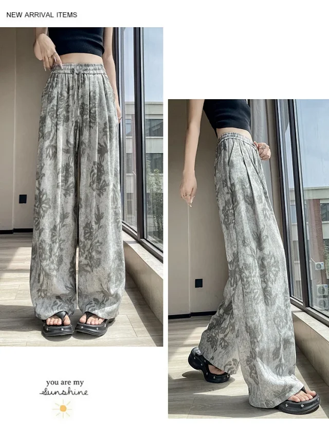 French Retro Linen Wide-leg Pants Detail