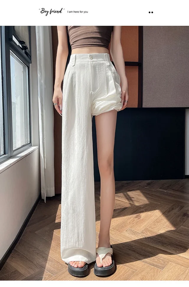 2025 Summer Korean Wide-leg Suit Pants for Women Detail