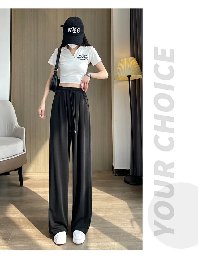 Women's Cupro Wide - Leg Pants 2025 Summer New Detail
