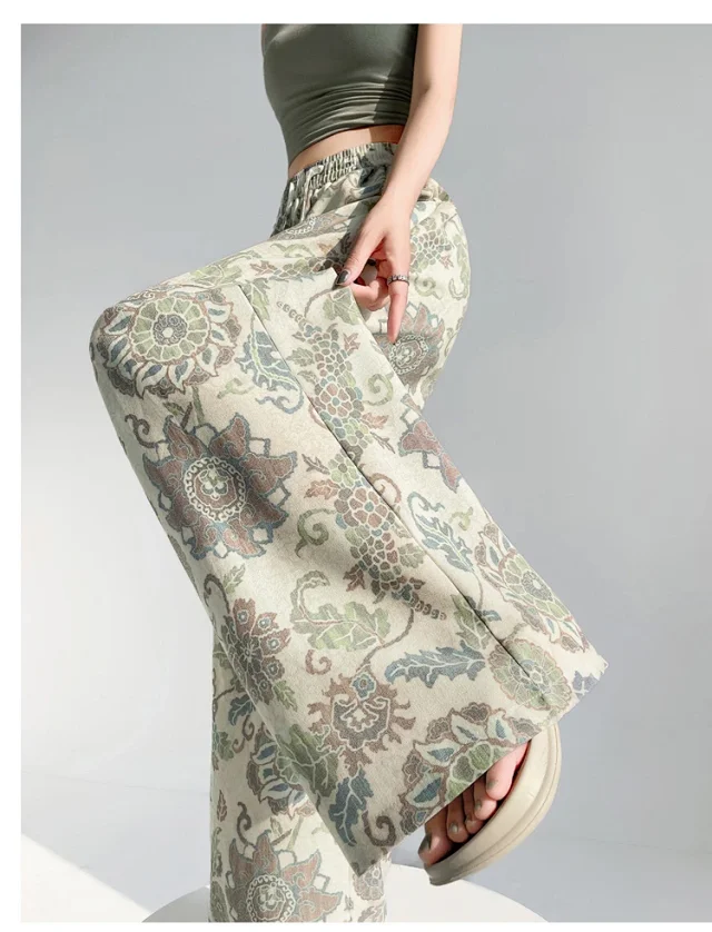 2025 Summer Ice Silk Linen Wide-Leg Pants Detail