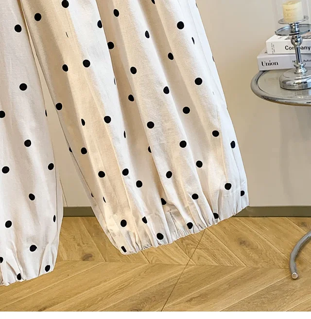 2025 Summer Linen Polka Dot Balloon Pants Detail