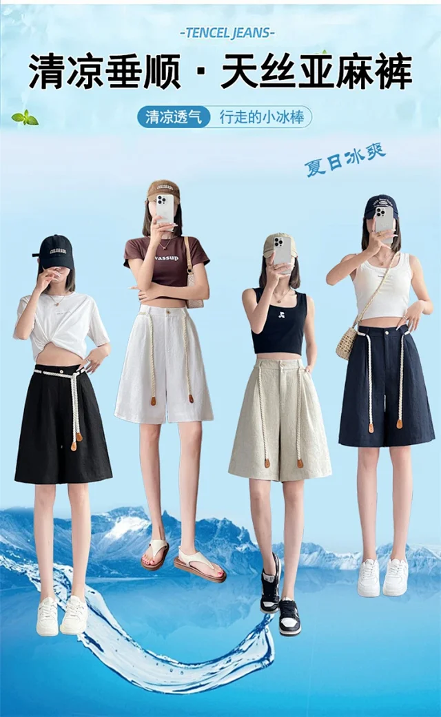 Lyocell Linen Shorts for Women Detail