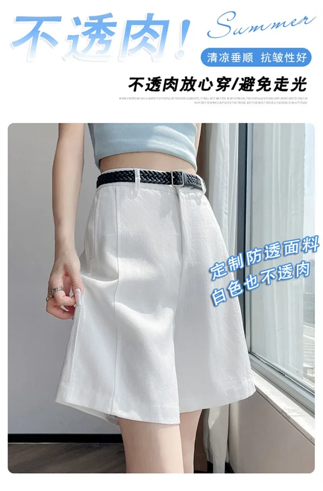 Japanese Retro Linen Suit Shorts for Women Detail