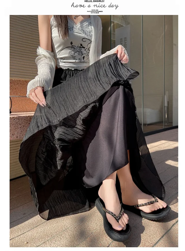2025 Summer High-Waist A-Line Cake Skirt for Women Detail
