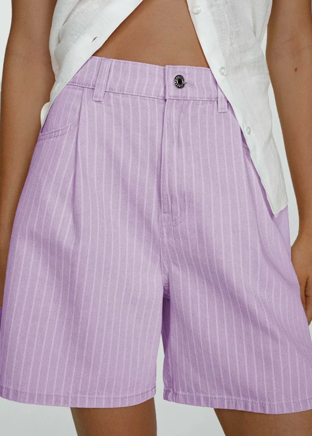 Stylish Loose High - Waist Denim Shorts for Women Detail