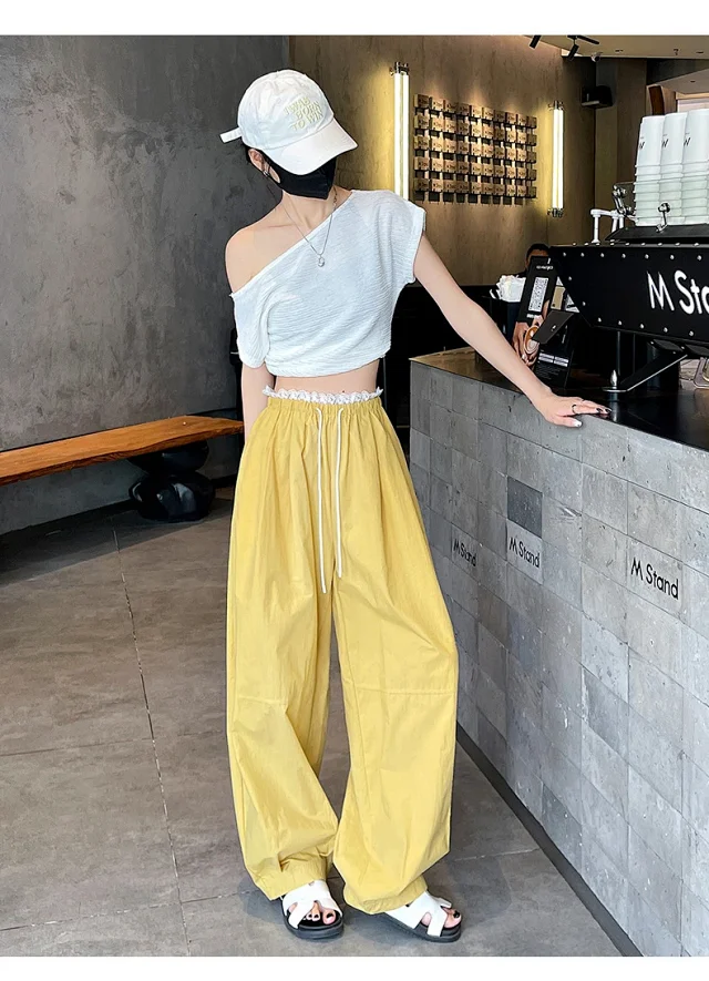 Summer Japanese Style Ice Silk Balloon Pants Detail