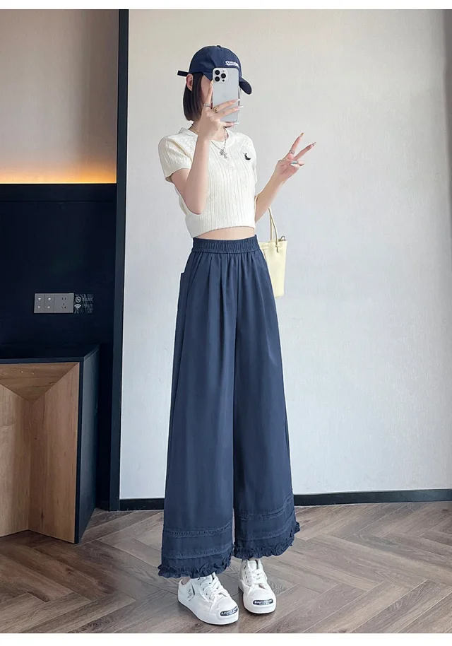 2025 Summer Lace Wide - Leg Capris for Women Detail